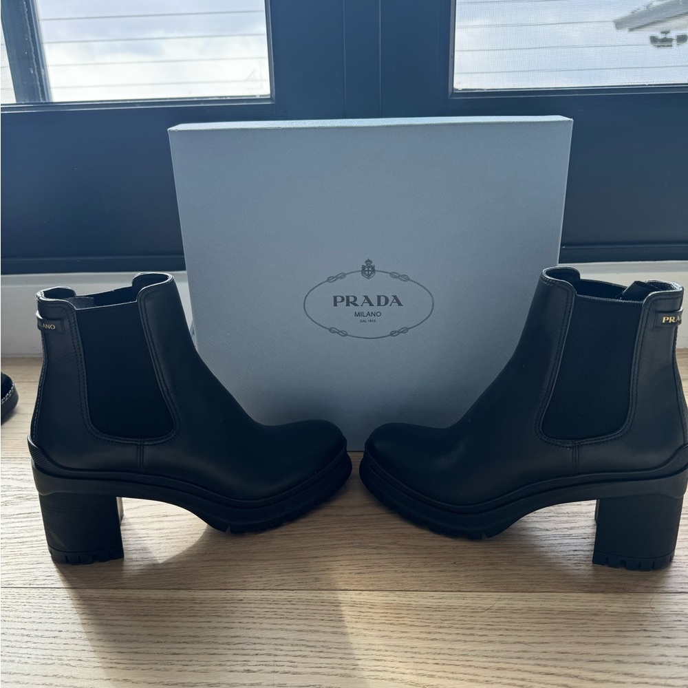 Prada Black Ankle Boots with Chunky Heel